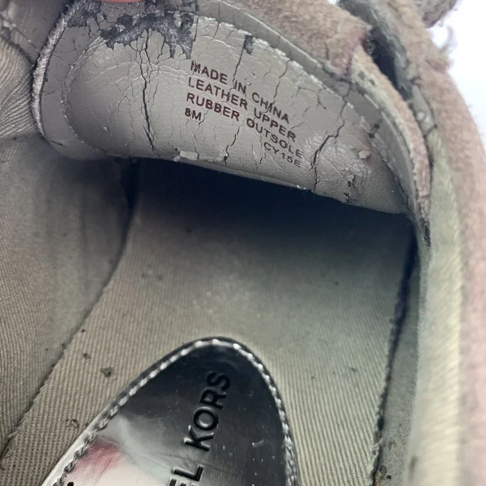 Michael Kors Women's Size 8M Gray Suede Trainer Fashion Sneakers Read